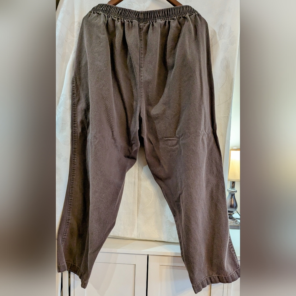 Woman Within Straight-Leg Brown Twill Pants - Picture 2 of 2